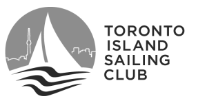A black and white logo for toronto island sailing club