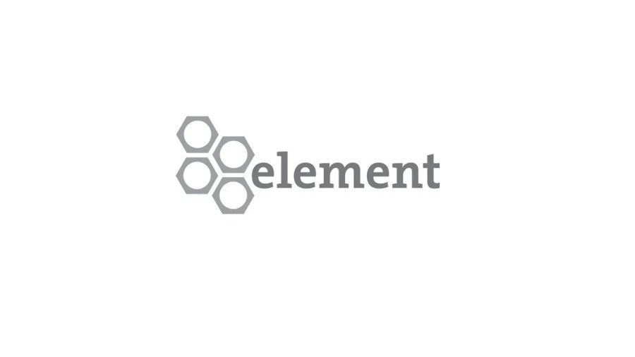 A black and white logo for a company called element.
