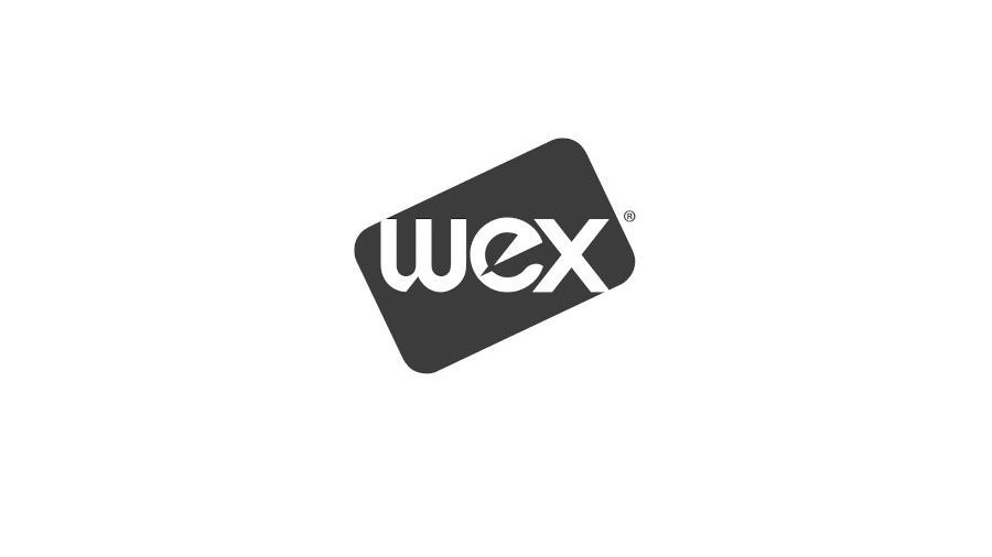 A black and white logo for wex on a white background.