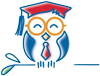 A cartoon owl wearing a graduation cap and tie. A cartoon owl wearing a graduation cap and tie.