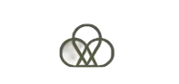 Logo astratto caratterizzato da tre cerchi sovrapposti che formano una forma simile a una nuvola con una 