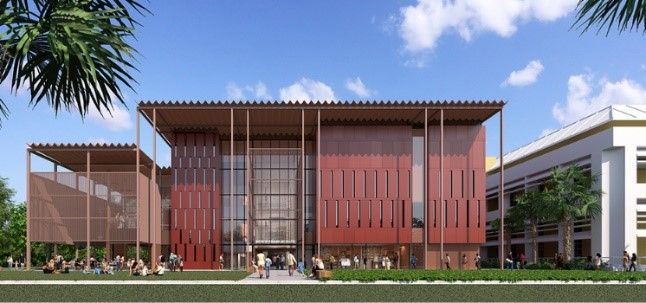 An Artist 's Impression Of A Large Red Building With A Lot Of Windows — Jakes Steel & Welding in East Arm, NT