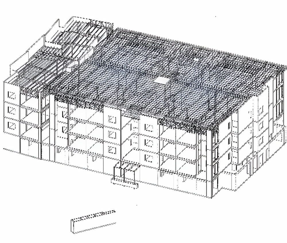 A Black And White Drawing Of A Building With A Roof — Jakes Steel & Welding in East Arm, NT