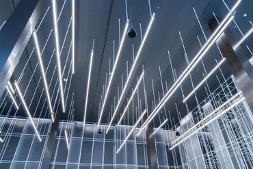Modern building interior with energy-efficient LED lighting