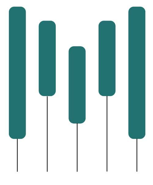 A group of green sticks with metal sticks attached to them on a white background.
