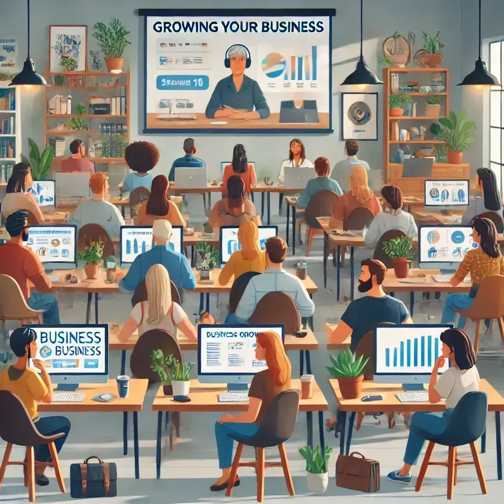 Business class: people attending a workshop titled