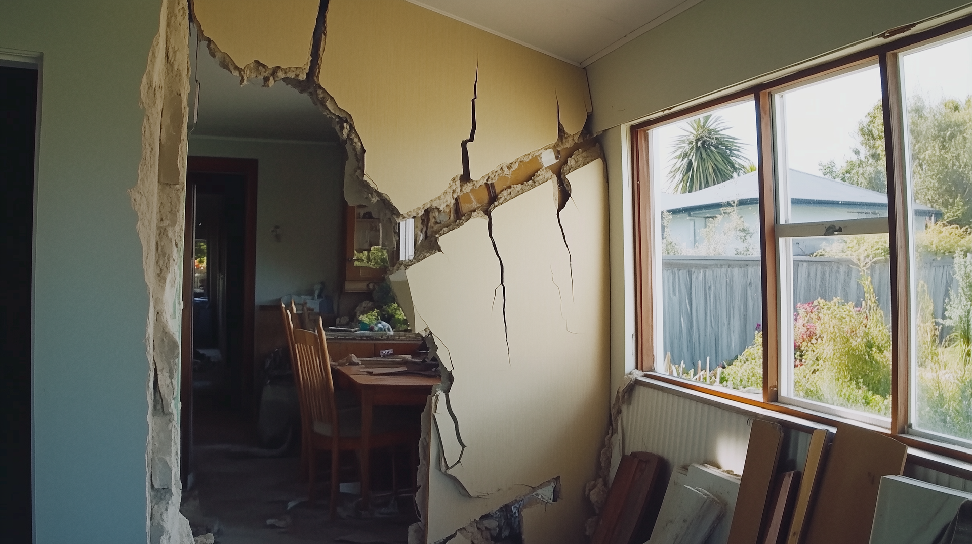 Earthquake damaged room