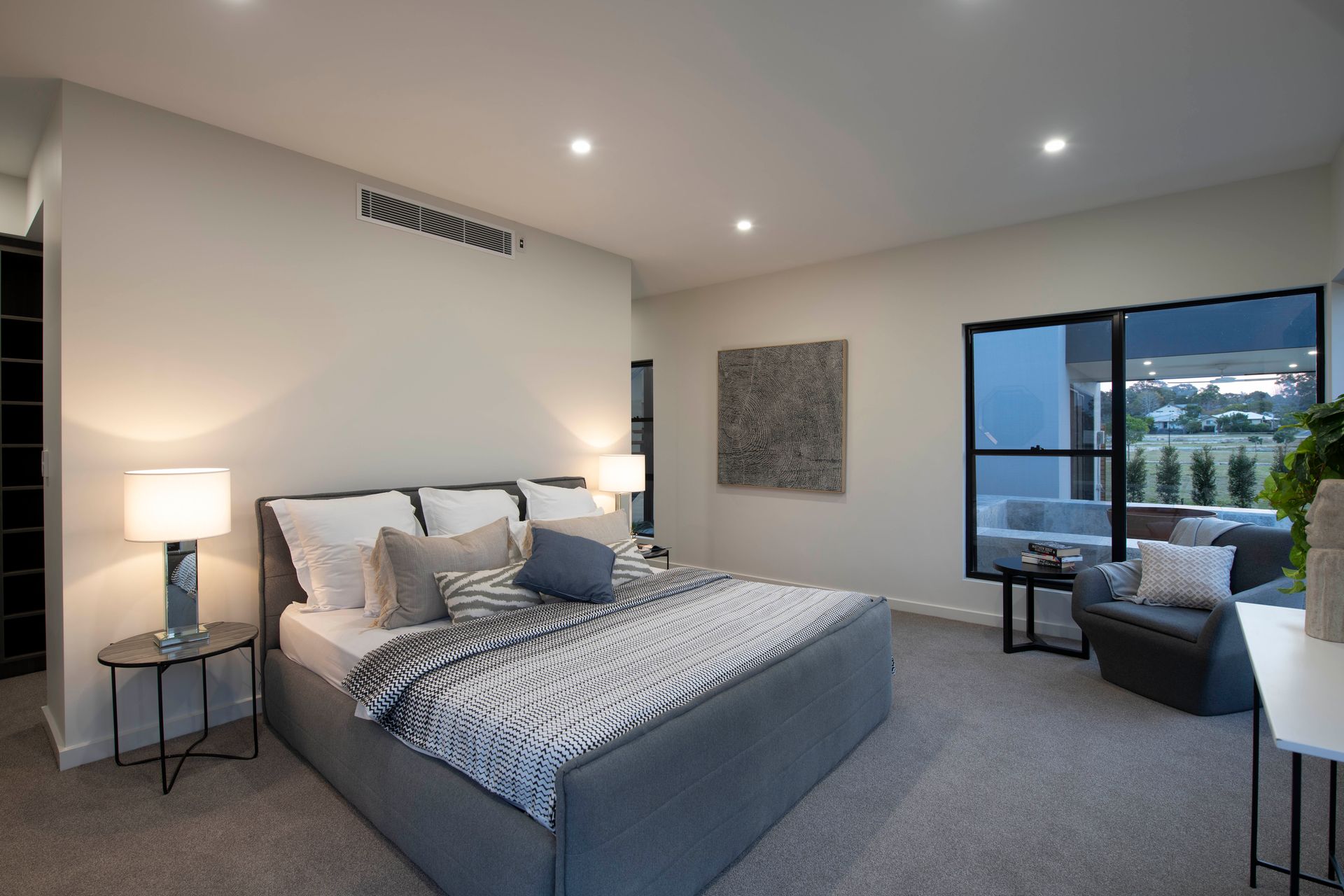 Bedroom of lake speculative home