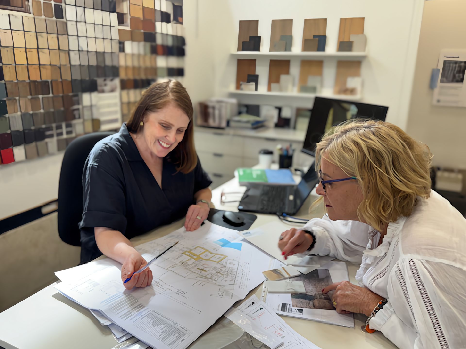 Jacquie and Amanda in the colour studio