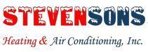 Stevensons Heating & Air Conditioning, Inc. logo in red and blue with snowy caps.