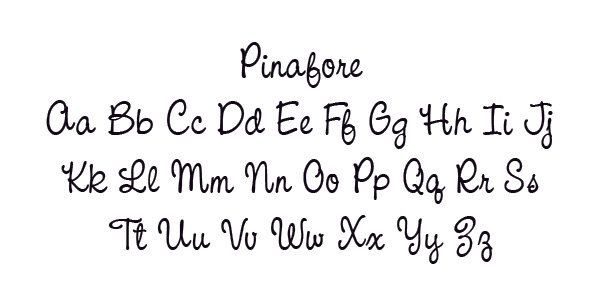 Alphabet in a handwritten style, demonstrating uppercase and lowercase letters. The word
