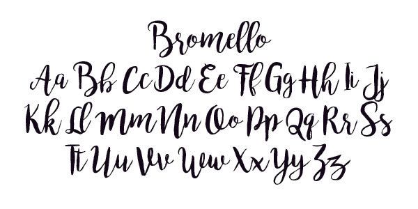 A handwritten script font sample,