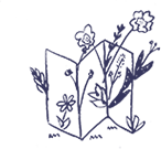 Folded map with flowers and plants growing from it.