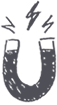 U-shaped magnet with lines indicating magnetic field.