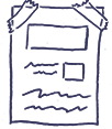 Hand-drawn paper taped to a wall with two pieces of tape. Contains a rectangular section, text, and a square.