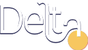 Delta logo with curved lines in gray and a yellow circle.