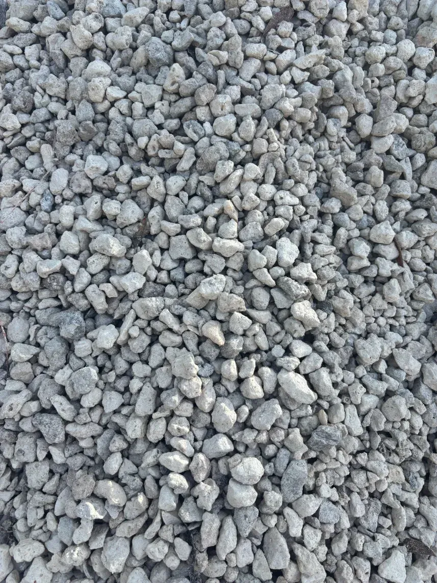 Close-up of a pile of small gray gravel stones