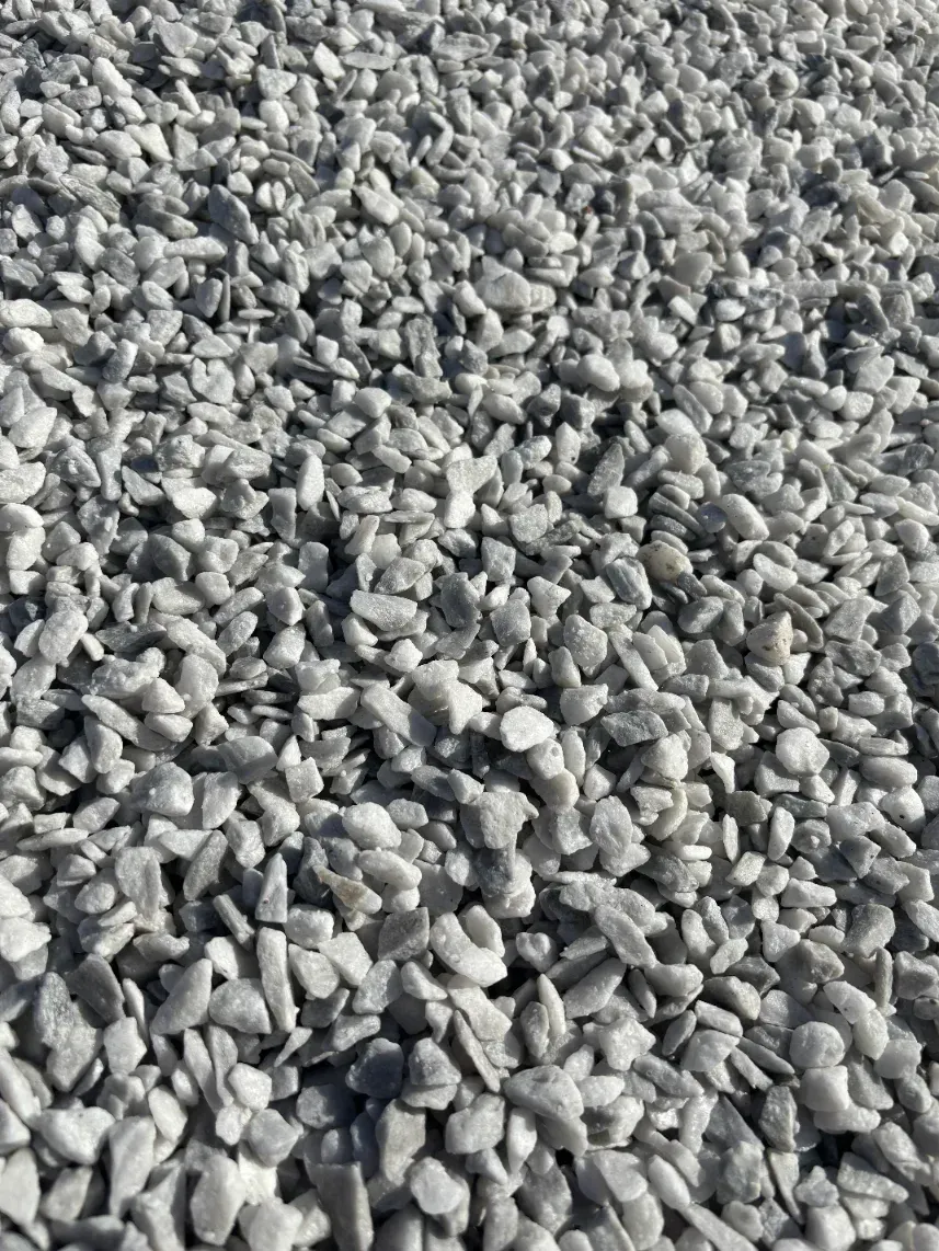 Close-up of gray gravel stones covering the ground