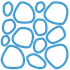 Blue outlined stones on a white background, arranged in a loose mosaic pattern