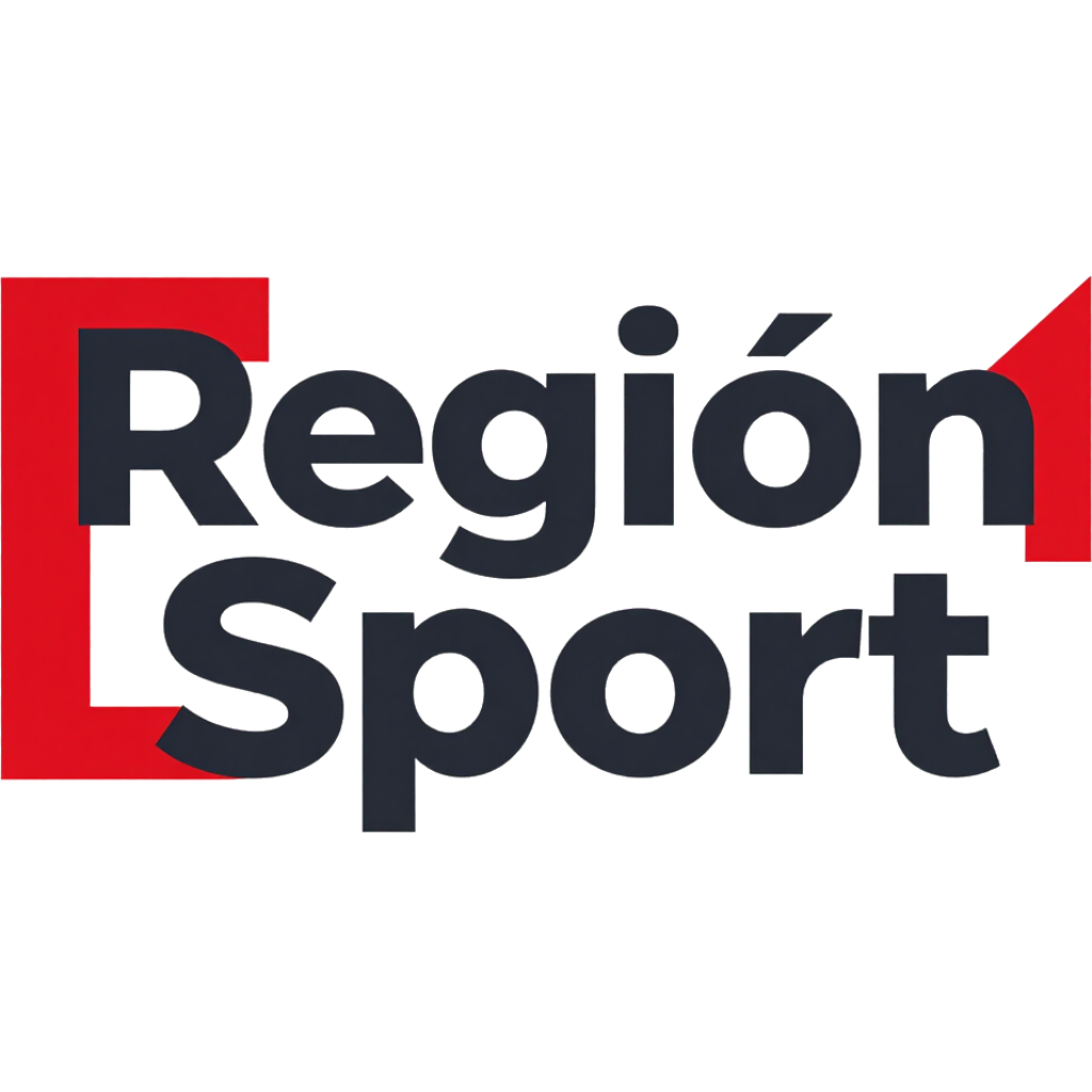 Logotipo de Región Sport en azul marino y rojo sobre fondo blanco.