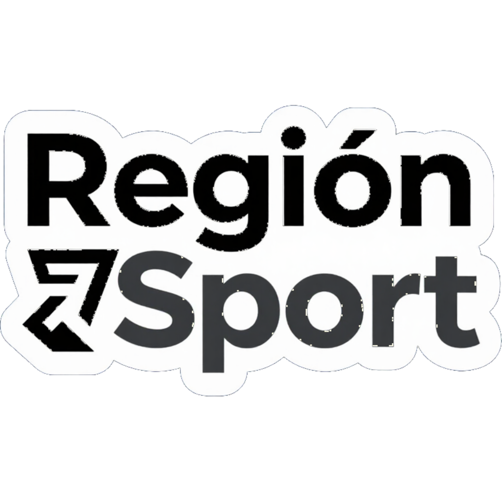 Logo en blanco y negro de “Región Sport” con un símbolo estilizado a la izquierda.