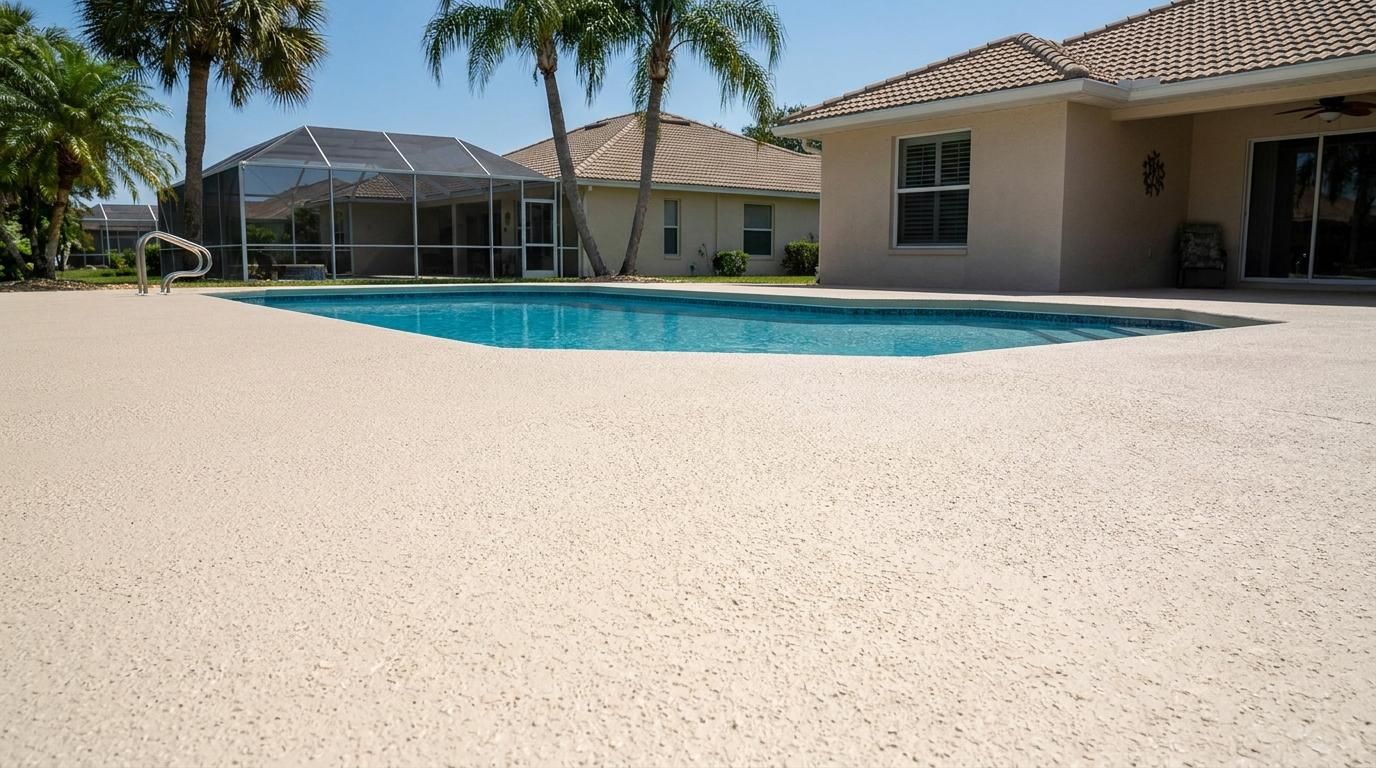 Cool deck coating on a Tampa pool deck