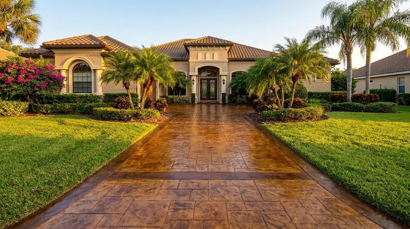 Outdoor concrete coating boosting a Tampa home's curb appeal