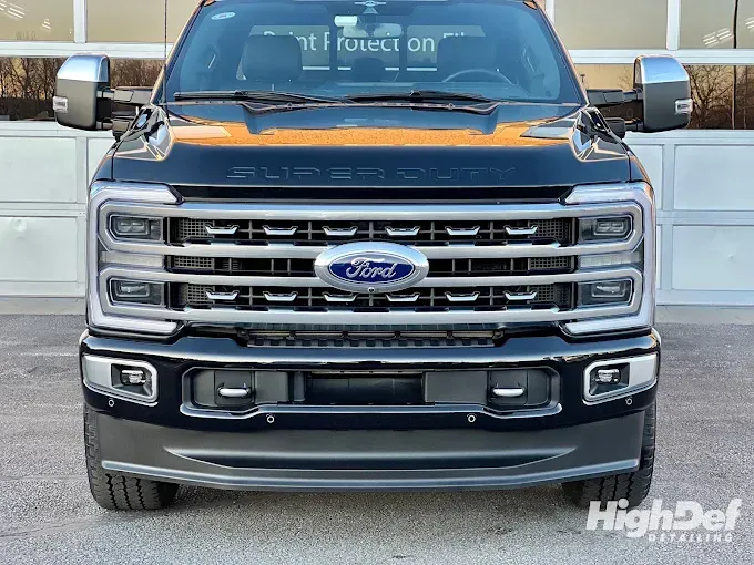 Ford Super Duty truck with paint protection film and grille protection