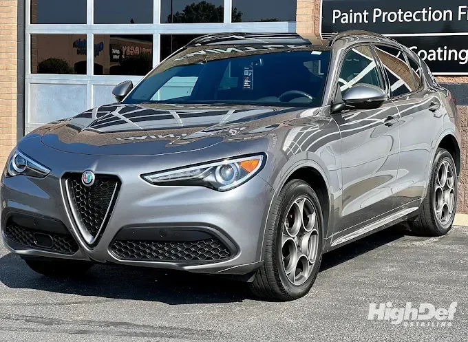 Gray Alfa Romeo Stelvio SUV with paint protection film installed