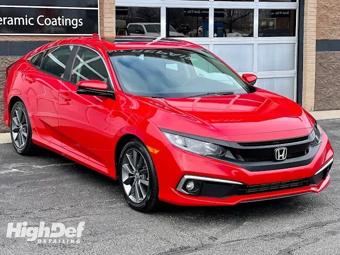 Red Honda Civic with auto window tinting in Elkhart, IN