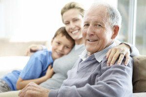 old man with his daughter and grandson