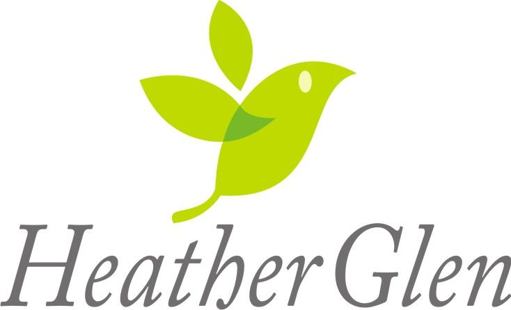 Logo for Heather Glen Golf with a lime green bird icon and the tagline "Where Golf is Fun".