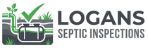 Logans Septic Inspections logo with green septic tank graphic and gray text