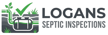 Logans Septic Inspections logo with green septic tank graphic and gray text