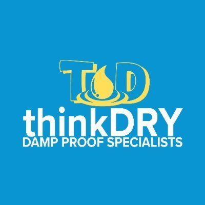 A logo for think dry damp proof specialists