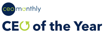 A logo for ceo monthly ceo of the year