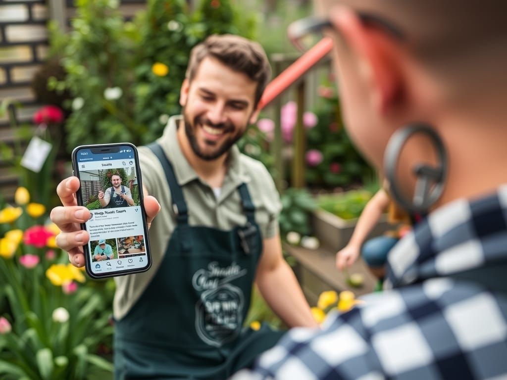 A woman is taking a picture of a man holding a cell phone.
