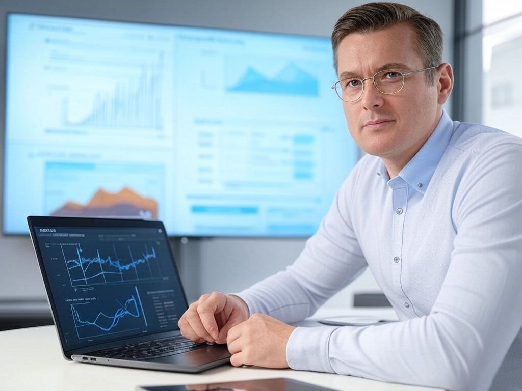 A man is sitting at a table in front of a laptop computer.