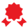 Ruban de récompense rouge à bords pointus et deux banderoles.
