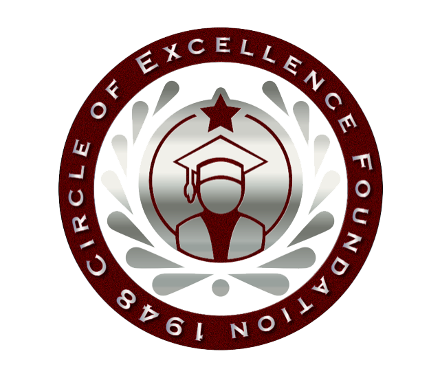 Circle of Excellence Foundation logo. Maroon and silver emblem with a person in a graduation cap inside a circle.