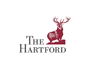The hartford logo is a stag deer standing on top of a hill.