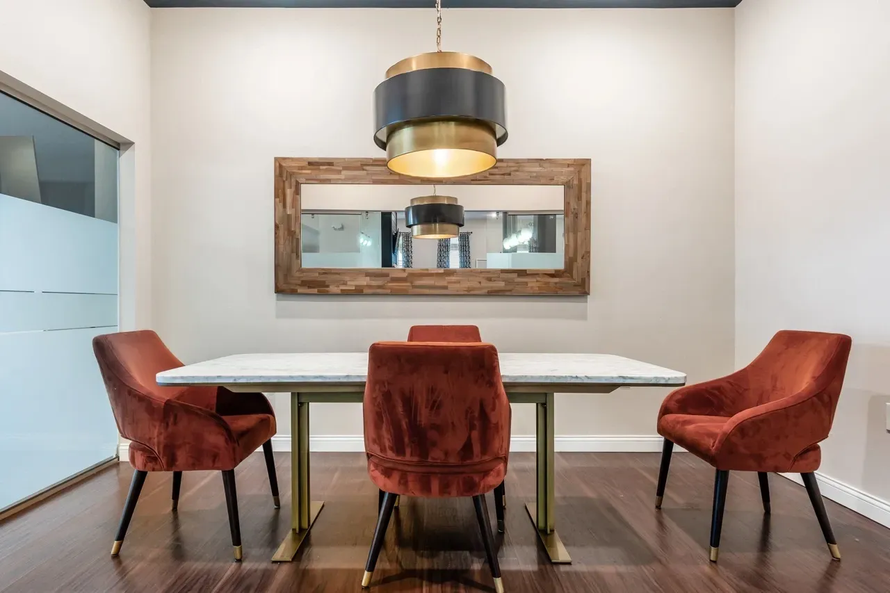 Dining area with table and chairs
