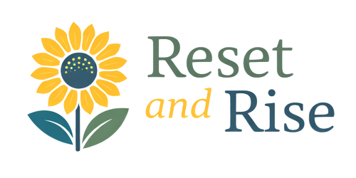 Logo featuring a sunflower and text: