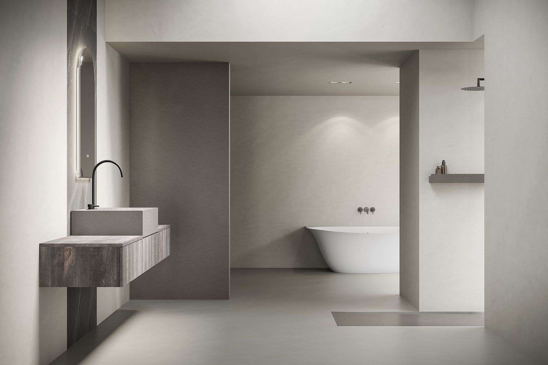 Ein Badezimmer mit Waschbecken und Badewanne
