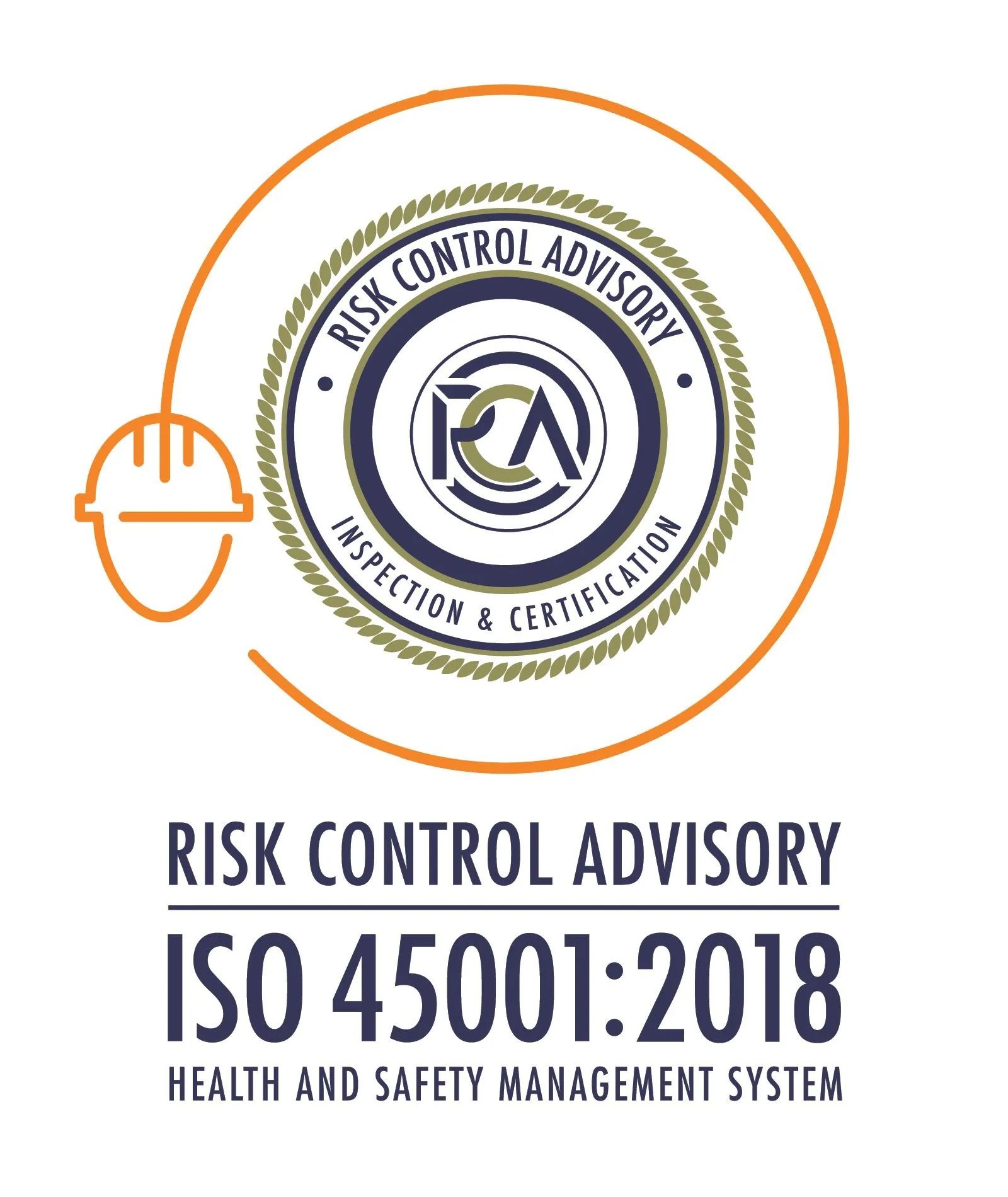 Logo del sistema di gestione della salute e sicurezza ISO 45001:2018 di Risk Control Advisory 