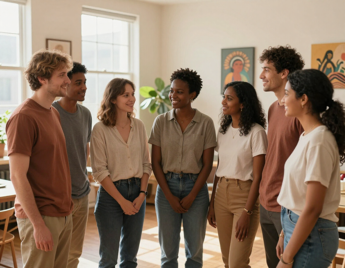 Groupe multiculturel chaleureux à l'AMA