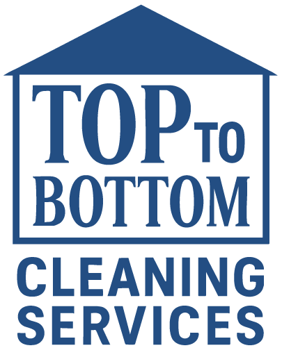 Blue logo: "Top to Bottom" cleaning services text inside house outline.