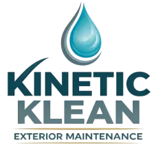 Kinetic Klean exterior maintenance logo with blue water droplet icon and teal-gray text