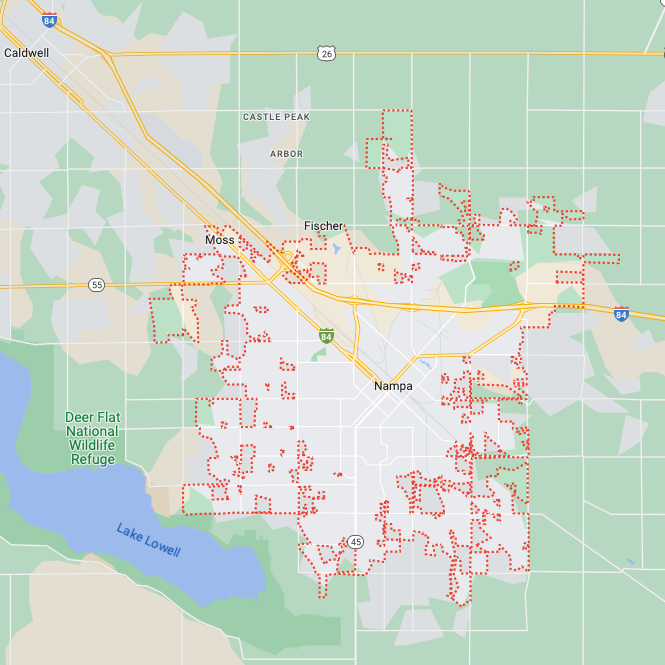 Nampa Garage Door Opener Replacement Map - Location Boundary