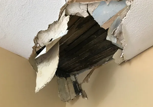 ceiling damage from leaky pipes